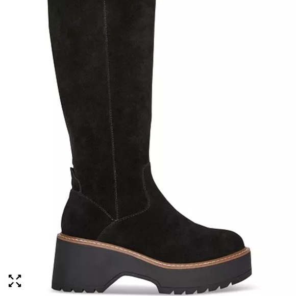 Aqua College Gina Black Suede Leather Boots, Tall Knee High, Size 9.5 M - Picture 7 of 16